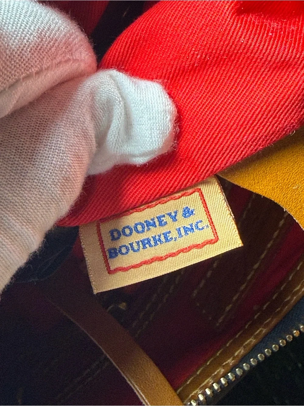 Dooney & Bourke Navy Blue & Gold 1975 Monogram Coated Canvas Hobo Bag